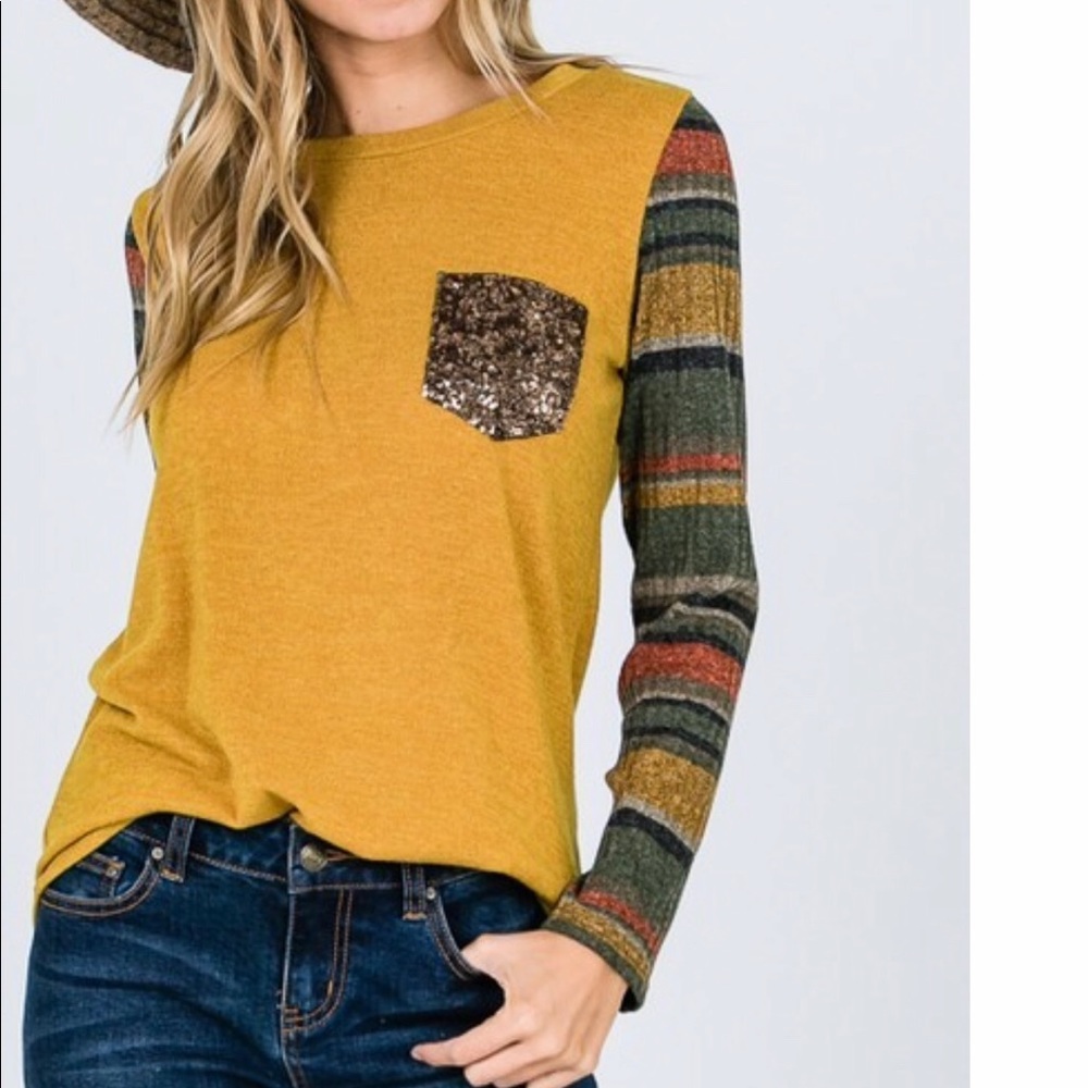 Pattern Sequin Pocket Top